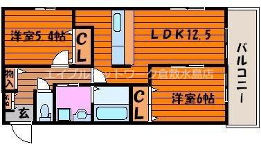 リーフミナン(2LDK/1階)の間取り写真