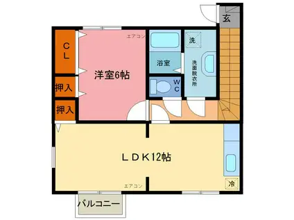 シルエーラあきのII(1LDK/2階)の間取り写真