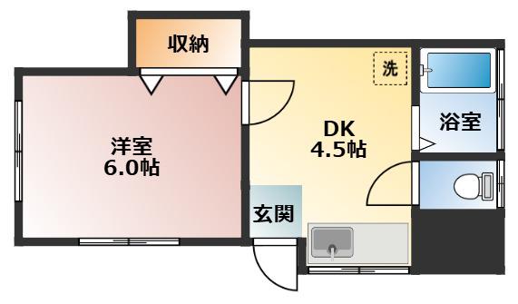 太陽ハイツ(1DK/1階)の間取り写真