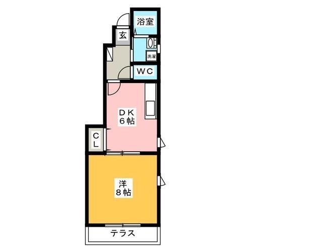SHARONB棟(1DK/1階)の間取り写真