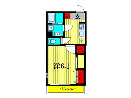 マリンパレス津田沼(1K/1階)の間取り写真