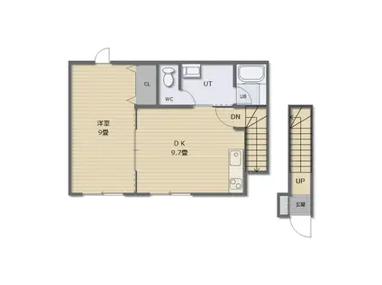 ディアコート(1DK/2階)の間取り写真