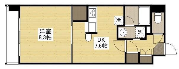 フラットリア春日(1DK/4階)の間取り写真