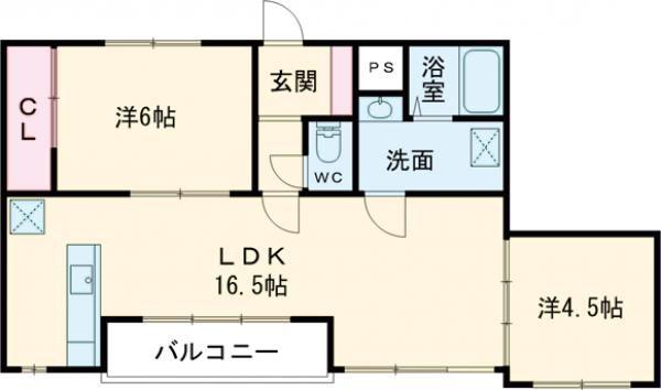 ル シール(2LDK/2階)の間取り写真