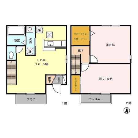 ルミナーレ(2LDK/1階)の間取り写真