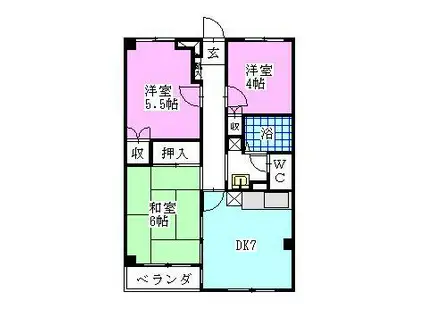 エクセル青山(3DK/5階)の間取り写真