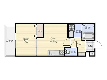 ベレッツァ大工町(1DK/1階)の間取り写真