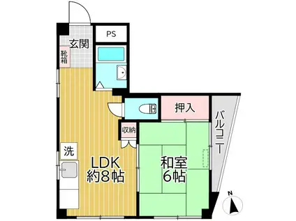 鐘ヶ淵コーポ(1LDK/2階)の間取り写真