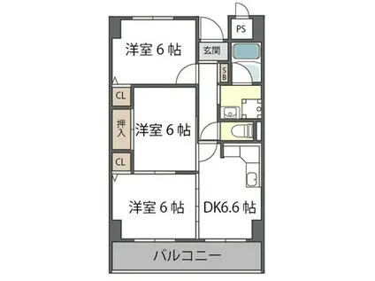 カワデンエミネンスハイツ(3DK/4階)の間取り写真