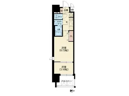 AELL OSAKA イースト(2K/13階)の間取り写真