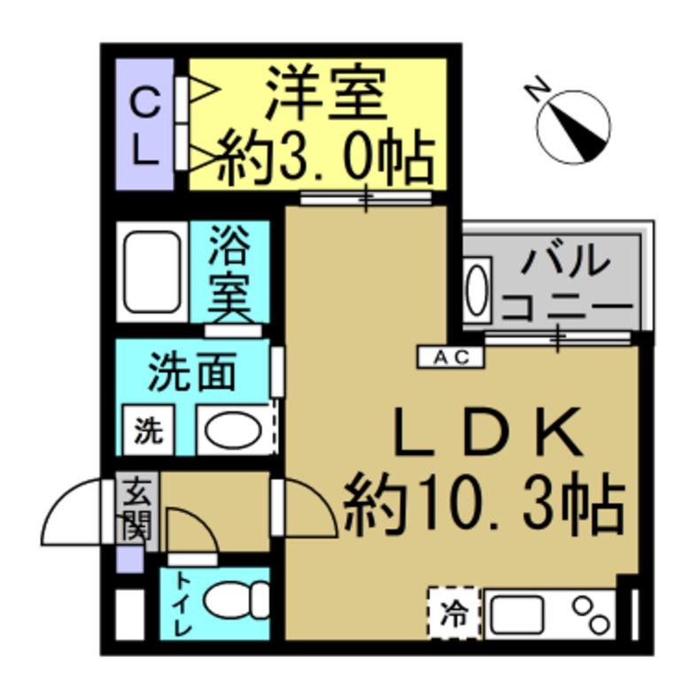 JACK YAWATA III(1LDK/1階)の間取り写真