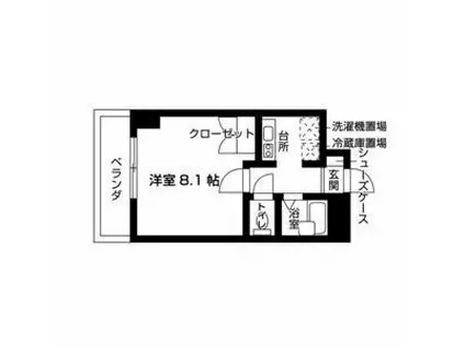 ウイステリア星ヶ丘(1K/4階)の間取り写真