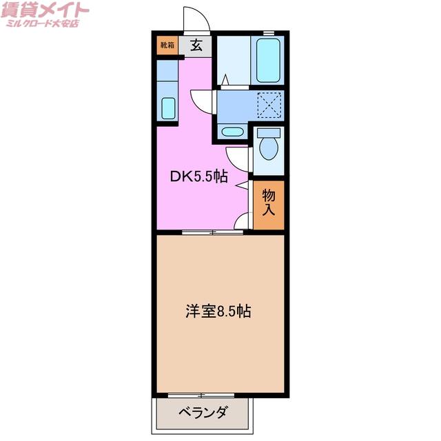 エルピス(1DK/2階)の間取り写真