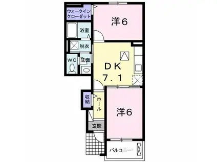 アバンツァート 西島(2DK/1階)の間取り写真