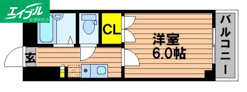 ハッピーハイツ今(1K/1階)の間取り写真