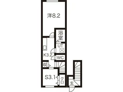 LEBEL DRIE(1SK/2階)の間取り写真