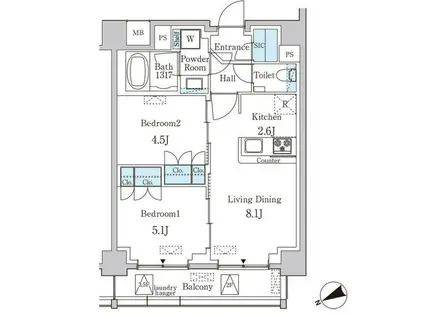 プリマリード南青山(2LDK/5階)の間取り写真