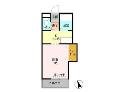 ローズヒルズマミ(1K/1階)の間取り写真