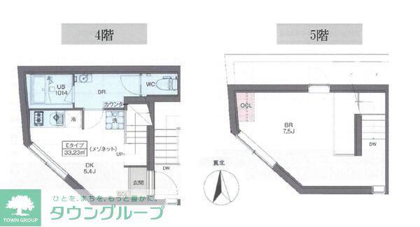 プラティーク神楽坂DUAL(1DK/4階)の間取り写真
