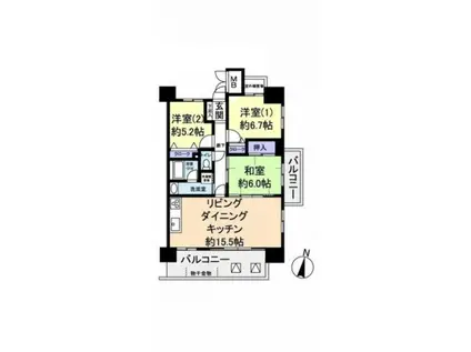 アスレ東原I番館(3LDK/13階)の間取り写真