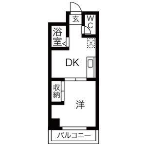 第五名昭ビル(1DK/4階)の間取り写真