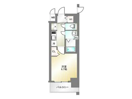 プレサンス神戸元町ベルシオン(1K/14階)の間取り写真