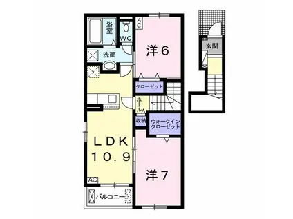 くおっ館 B(2LDK/2階)の間取り写真
