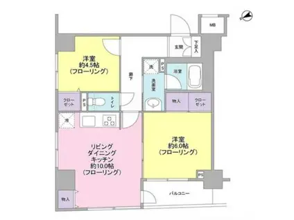 パートナーシップアパートメント(2LDK/8階)の間取り写真