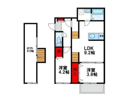 メゾンソレイユ3(2LDK/1階)の間取り写真