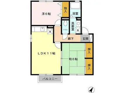 OCEAN COURT 2(2LDK/2階)の間取り写真