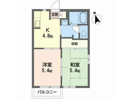 コートハイネスD(2K/2階)の間取り写真