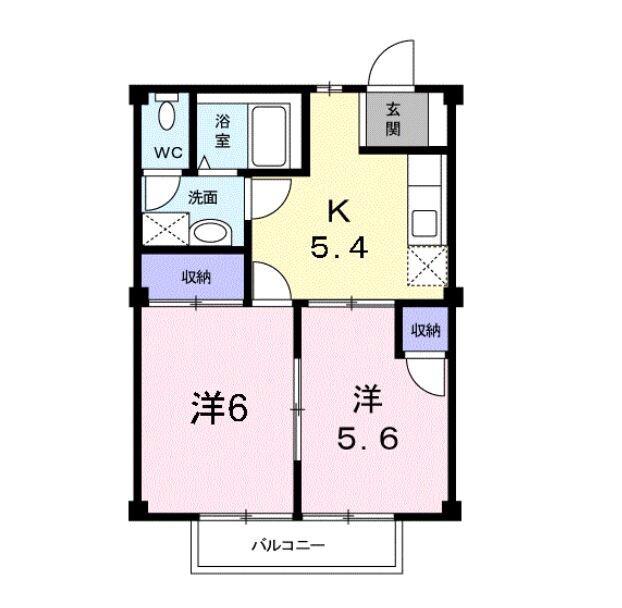 サンシティ臼井B(2DK/1階)の間取り写真
