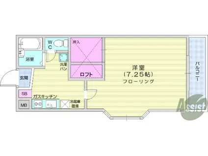 花壇ハイツ(1K/1階)の間取り写真