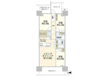 グランドメゾン品川シーサイドの杜(3LDK/1階)の間取り写真