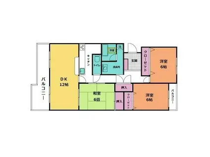サン梅ノ木沢A棟(3LDK/1階)の間取り写真