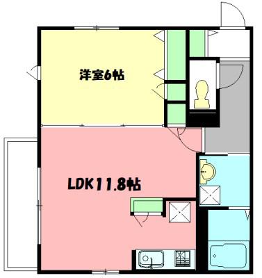 ラ プラージュ(1LDK/1階)の間取り写真