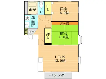 フェアリーコート新月(2LDK/2階)の間取り写真