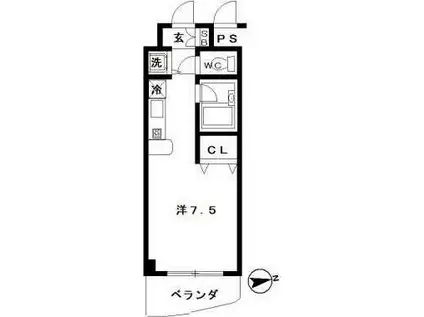 ワイ・エスあけの(1K/1階)の間取り写真