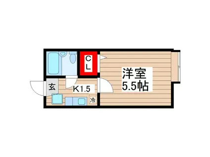 ピュアコート松江(1K/2階)の間取り写真