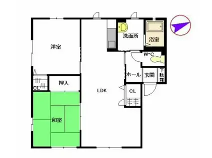 リバービューB棟(2LDK/1階)の間取り写真