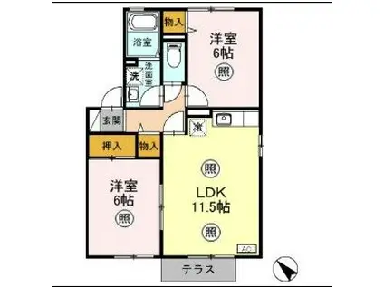 ドエル福島B(2LDK/1階)の間取り写真