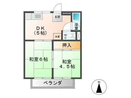 サンドエル山王(2DK/1階)の間取り写真