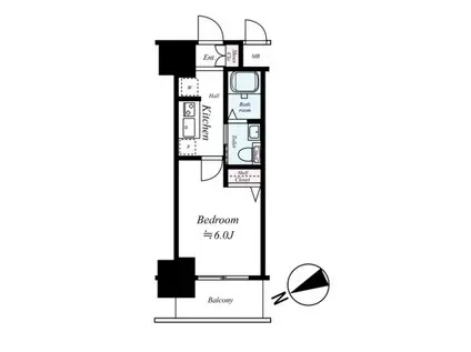 エステムプラザ難波ウエストII プレディア(1K/4階)の間取り写真