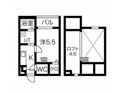 イルクオーレ高道町(1K/2階)の間取り写真
