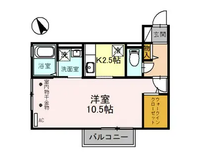 DH・リビングタウン小松弐番館 C棟(1K/2階)の間取り写真