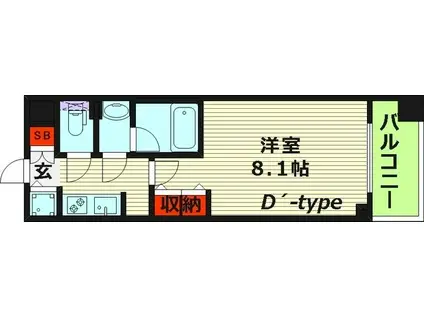 LASANTE京橋 旧エスティメゾン京橋(1K/13階)の間取り写真