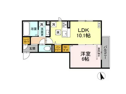 ディー パイナ 小机町2(1LDK/1階)の間取り写真