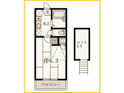 セントレジス新横浜(1K/2階)の間取り写真