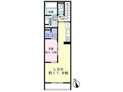 LALA東人丸(1LDK/1階)の間取り写真