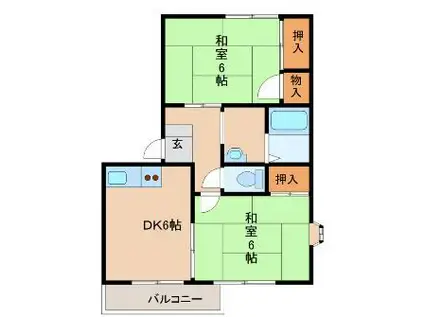 ドエルII(2DK/1階)の間取り写真